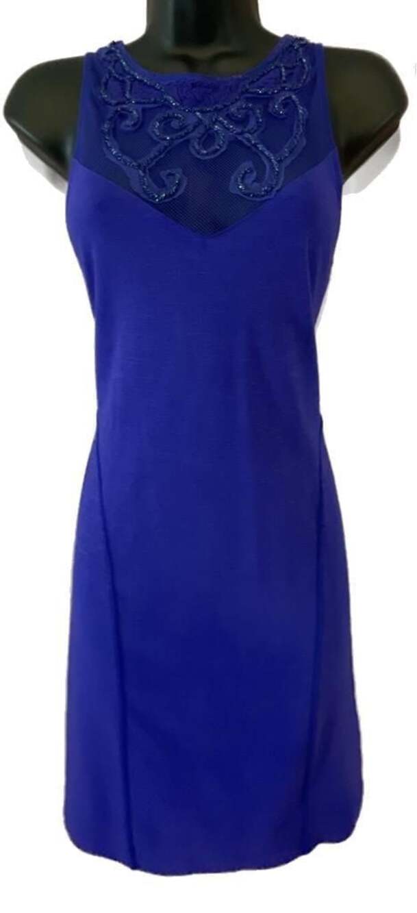 Free People Beaded Date Night Fairycore Whimsical Royal Blue  Bodycon Minidress